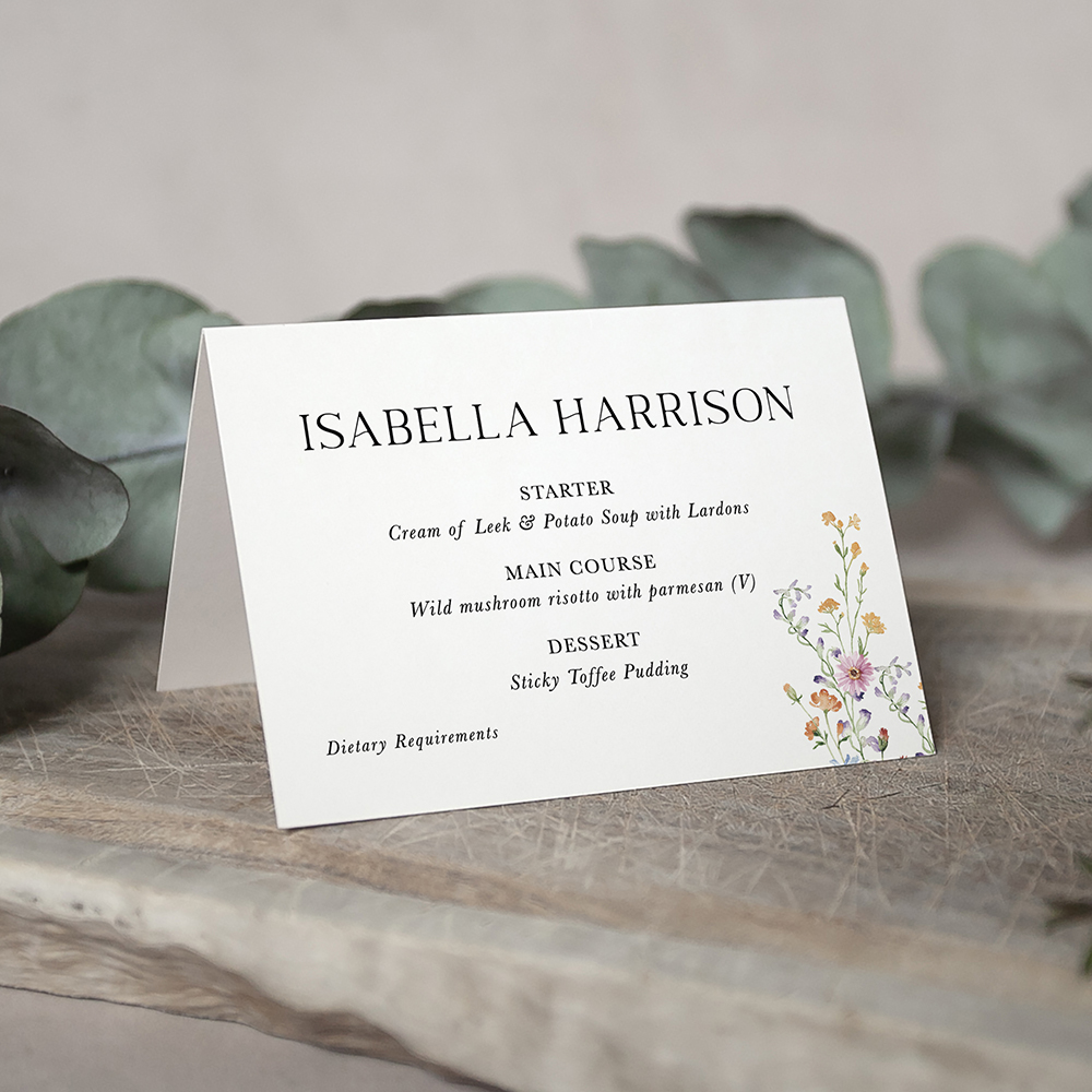 'Wild Flower Garden' Menu Place Card