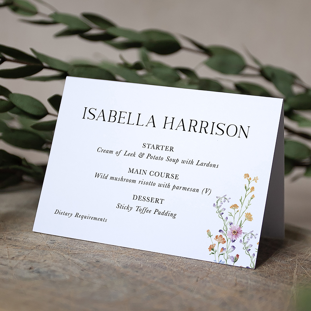 'Wild Flower Garden' Menu Place Card
