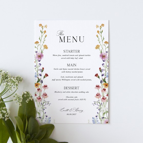 'Wildflower Garden' A5, 5X7", A6 Menu