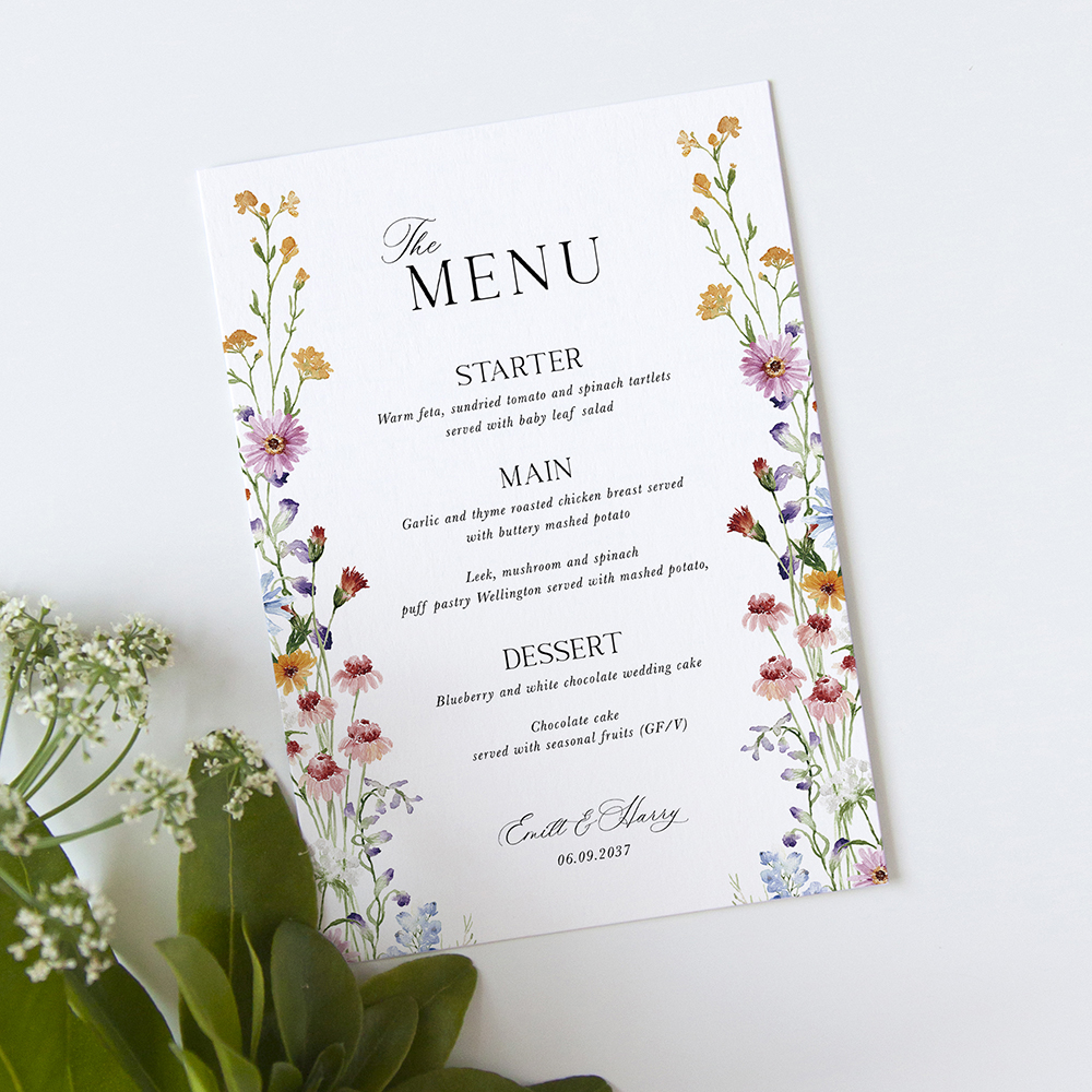 'Wildflower Garden' A5, 5X7", A6 Menu