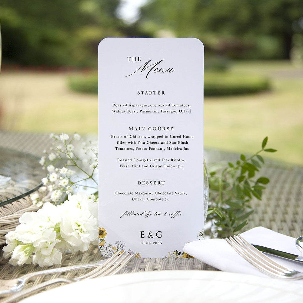 'Sunflower' Slim Menu