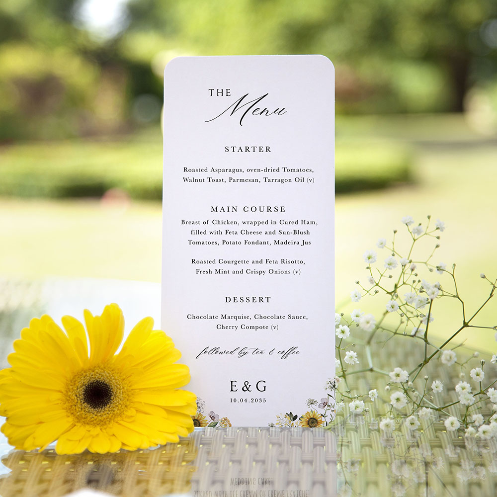 'Sunflower' Slim Menu
