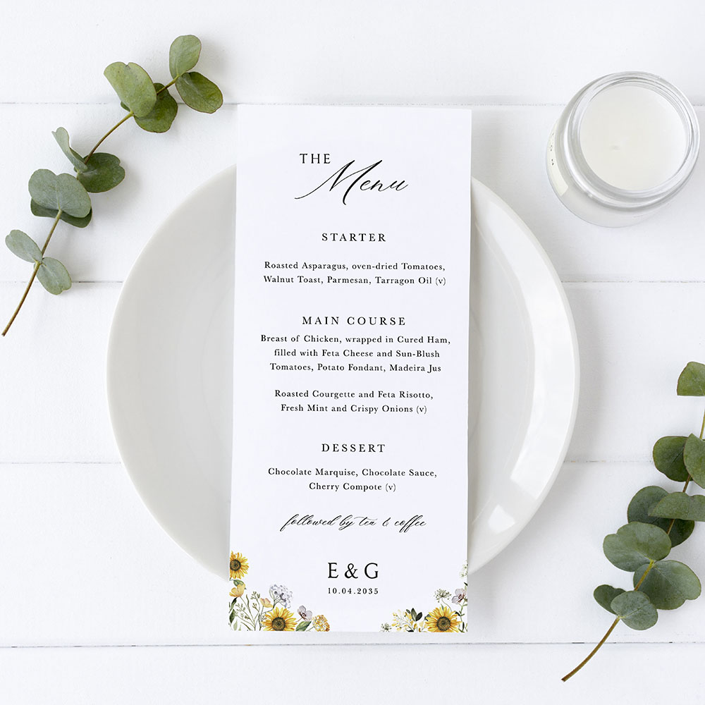 'Sunflower' Slim Menu