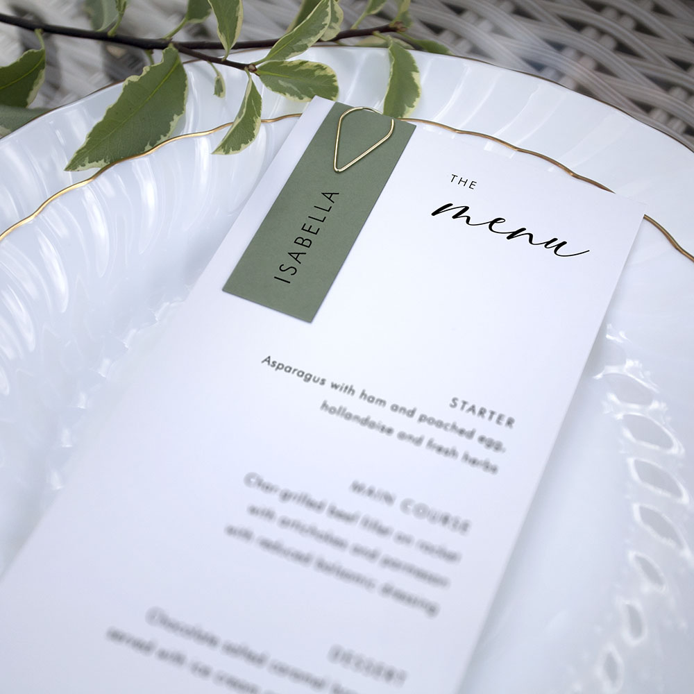 'Calligraphy 1' Tag Wedding Menu - Slim