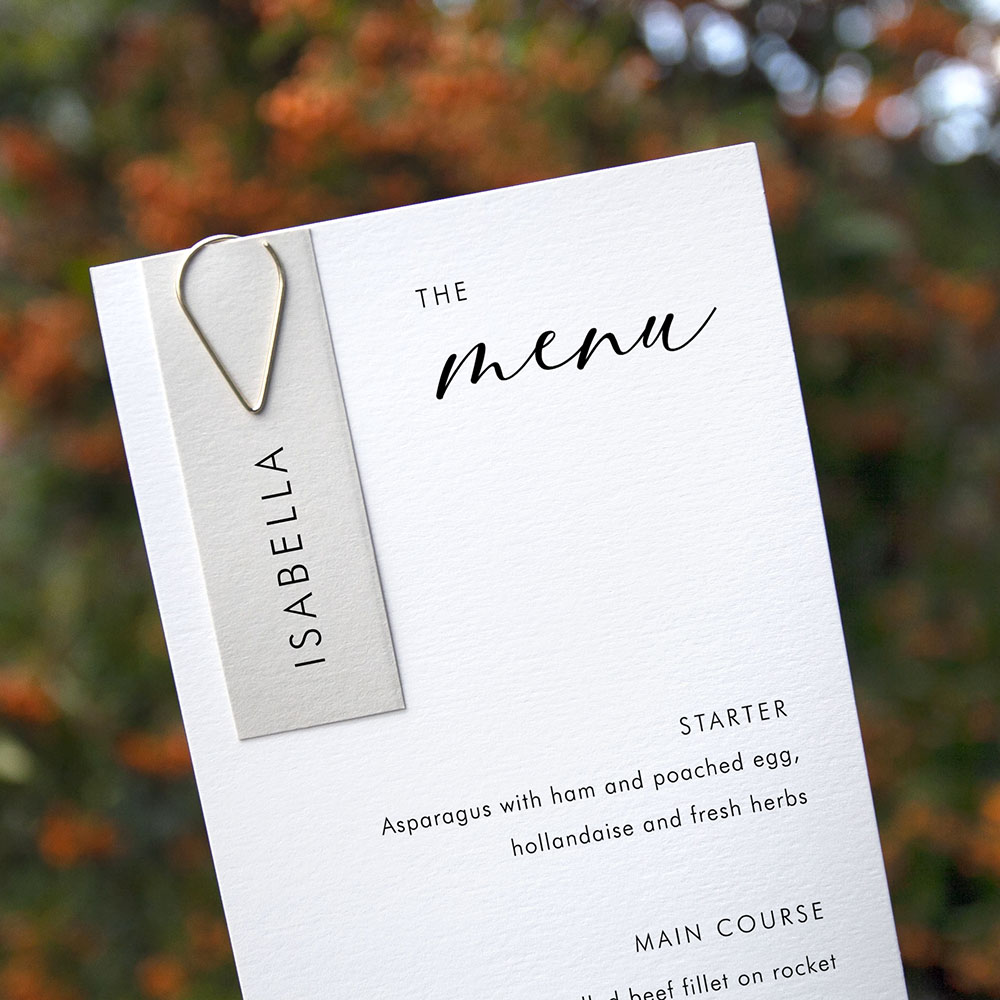 'Calligraphy 1' Tag Wedding Menu - Slim