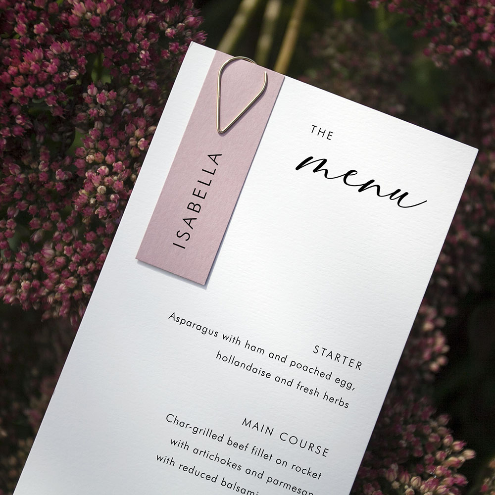 'Calligraphy 1' Tag Wedding Menu - Slim