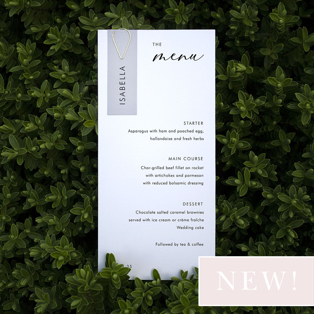 'Calligraphy 1' Tag Wedding Menu - Slim
