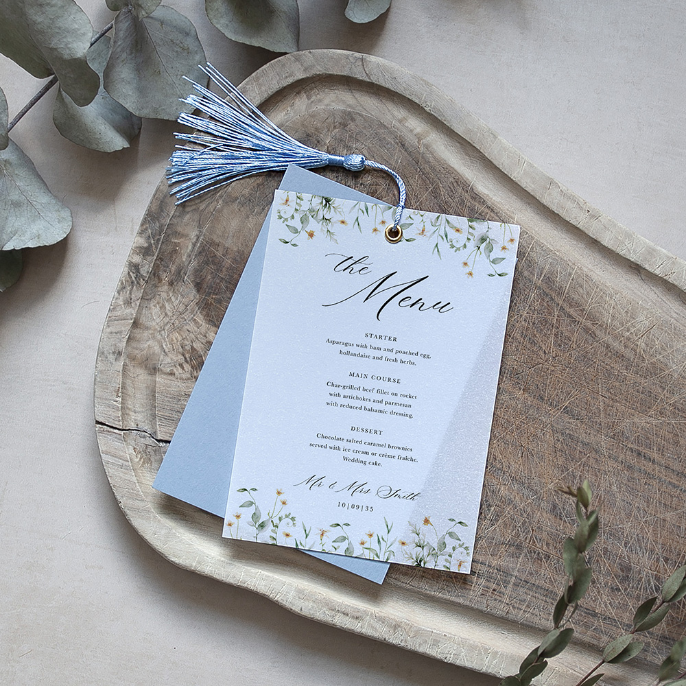 'Sunshine Daisy' Layered Vellum Menu