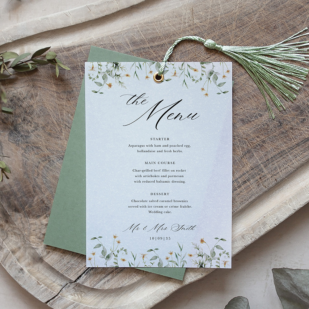 'Sunshine Daisy' Layered Vellum Menu