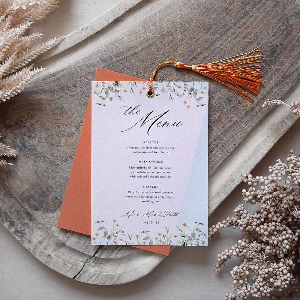 'Sunshine Daisy' Layered Vellum Menu