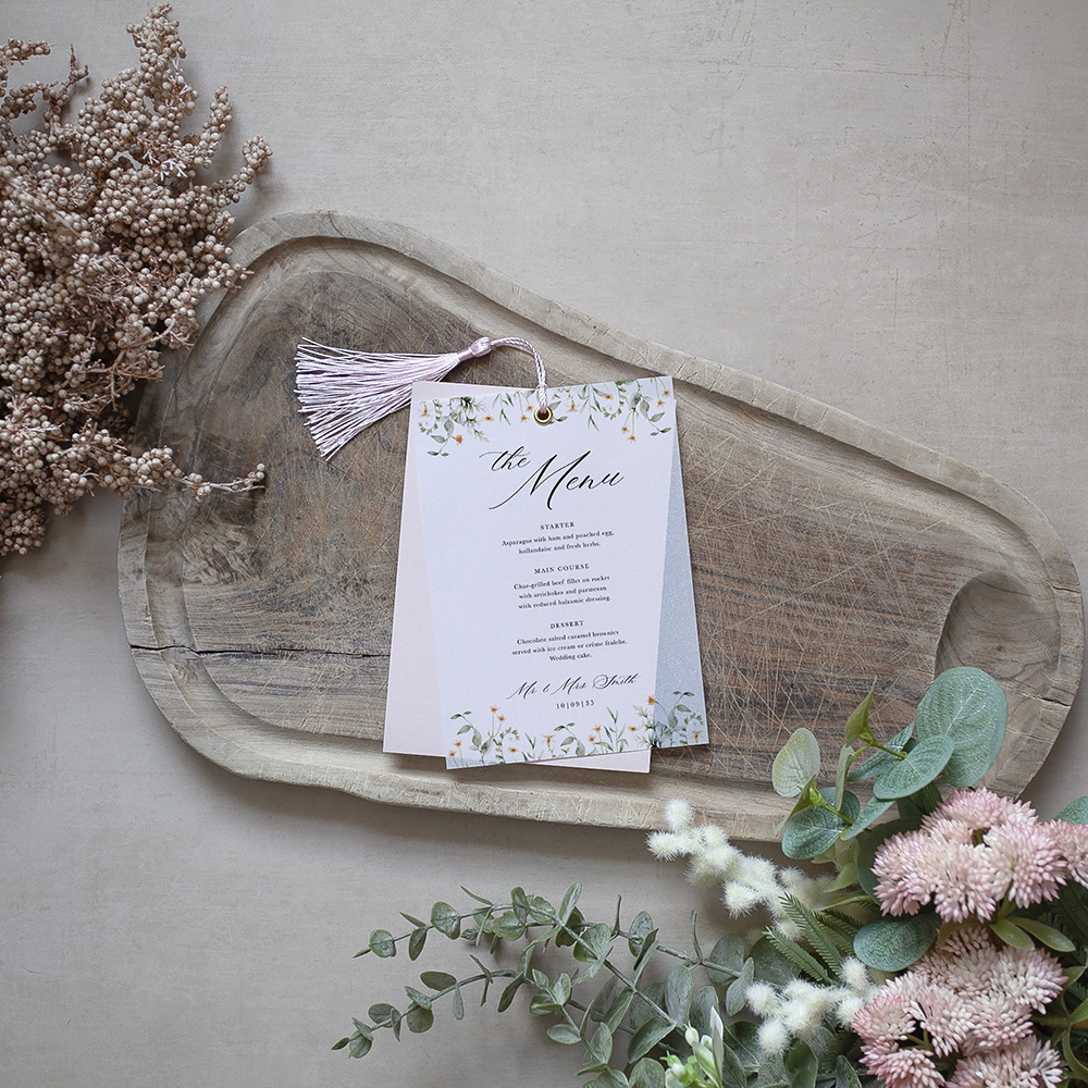 'Sunshine Daisy' Layered Vellum Menu