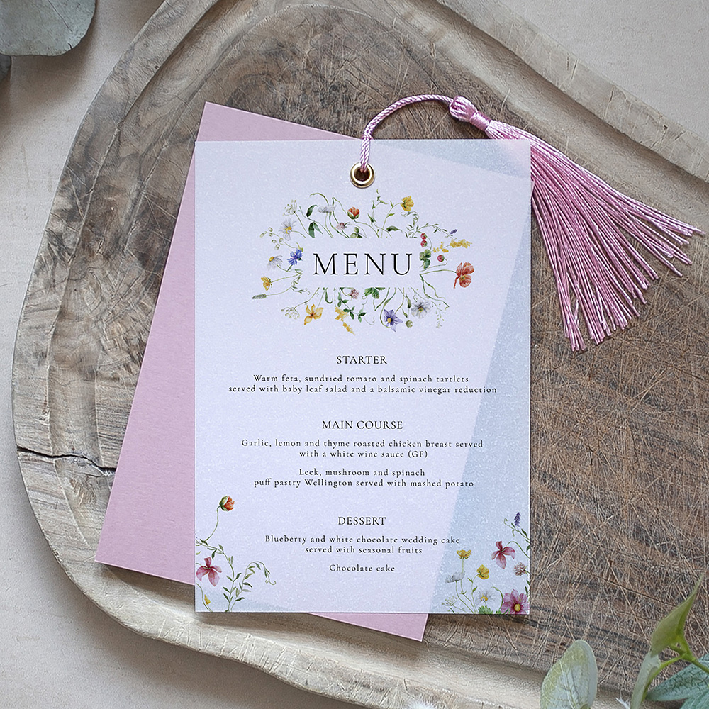 'Sweet Serenade' Layered Vellum Menu