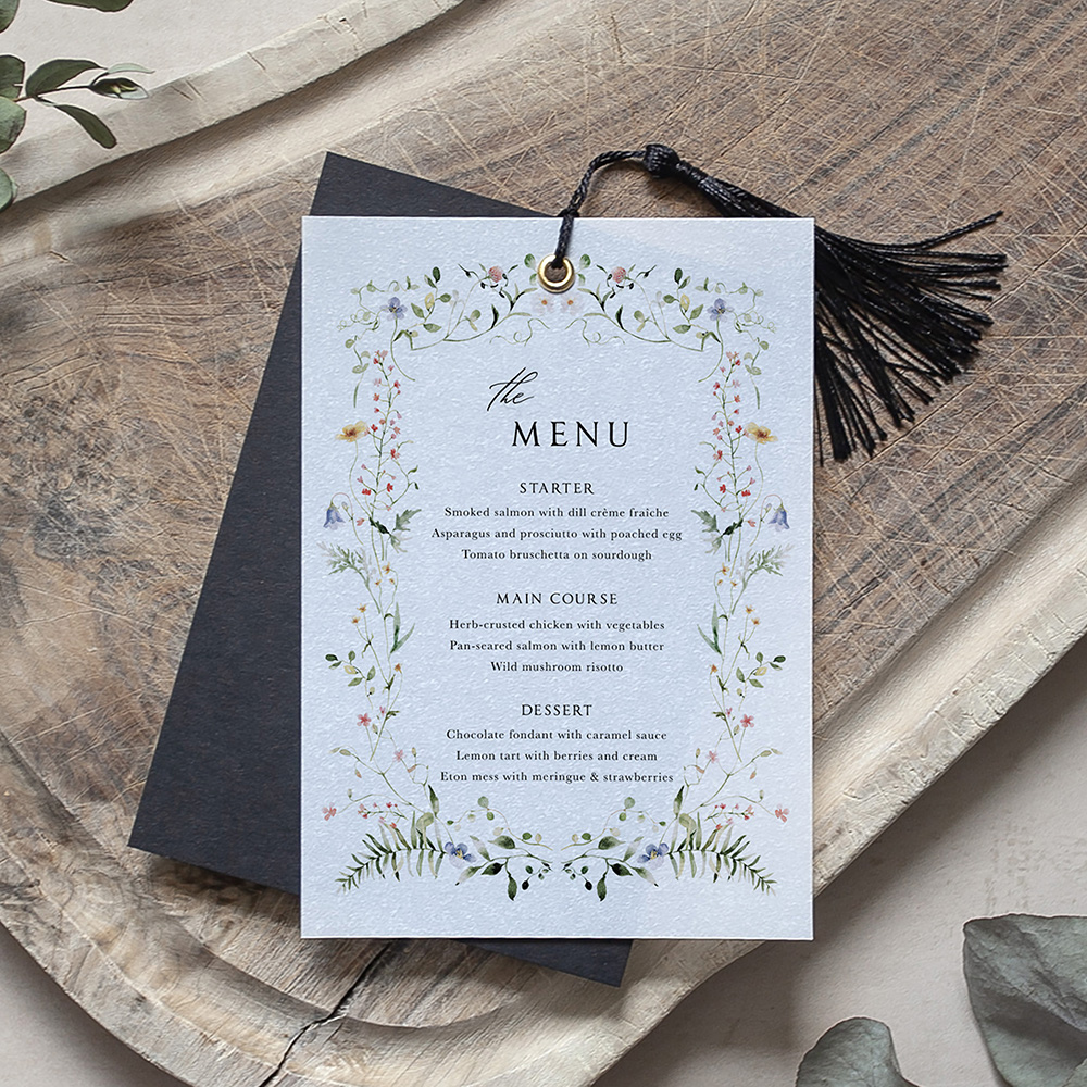 'Vintage Botanical V002' Layered Vellum Menu