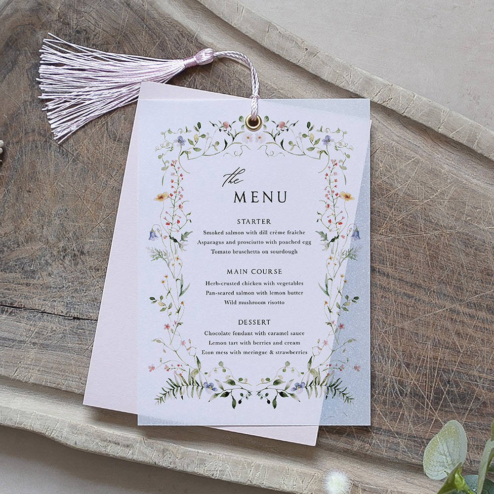 'Vintage Botanical V002' Layered Vellum Menu