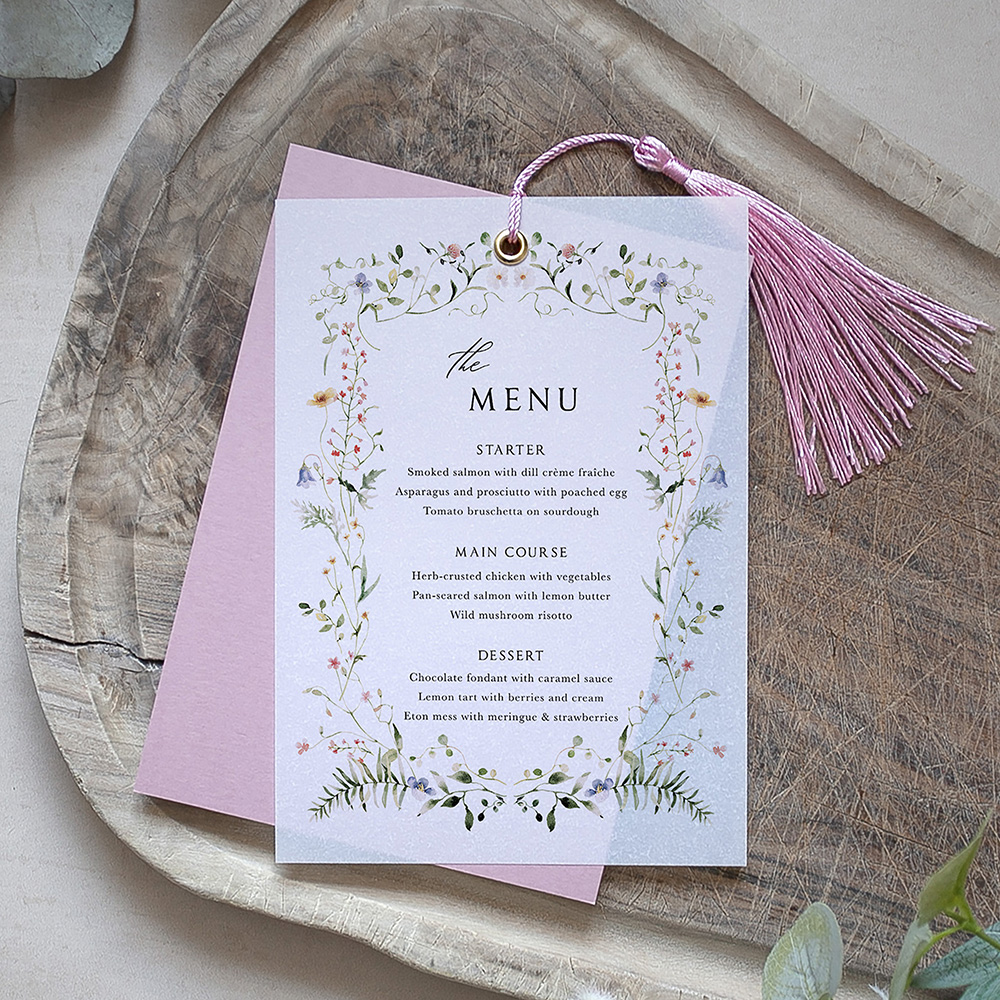 'Vintage Botanical V002' Layered Vellum Menu