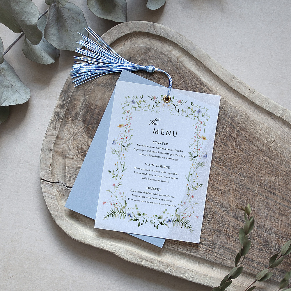 'Vintage Botanical V002' Layered Vellum Menu
