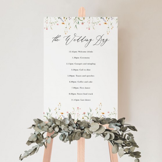 'Vintage Botanical' Wedding Order of Events Sign A2/A1