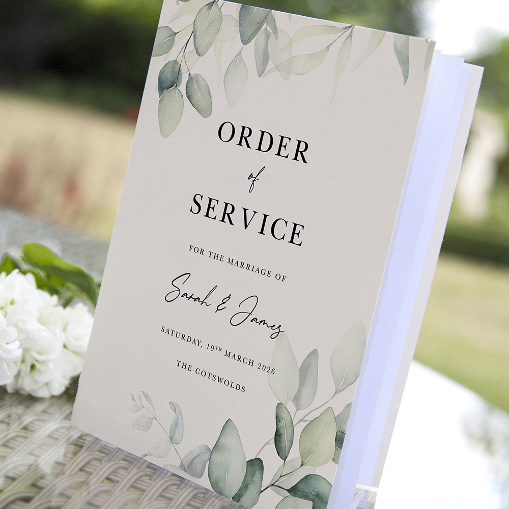 'Dreamy Eucalyptus' Folded Order of Service