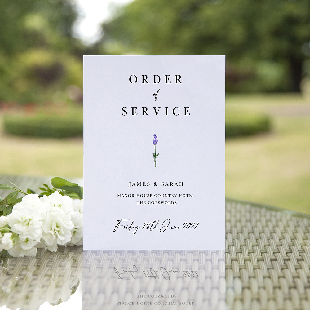 'Lavender L11' Folded Order of Service Sample