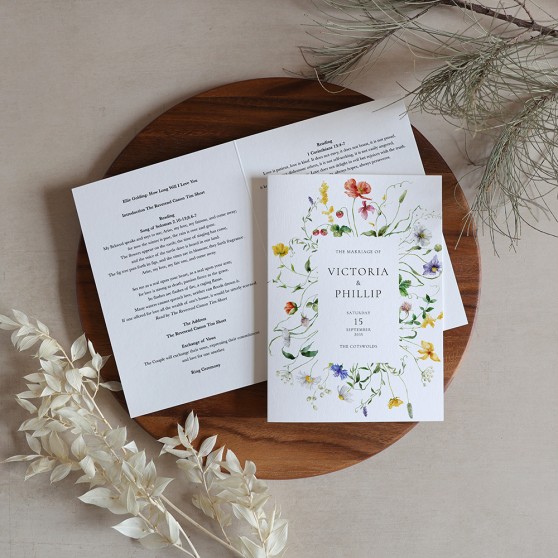 'Sweet Serenade' Folded Order of Service