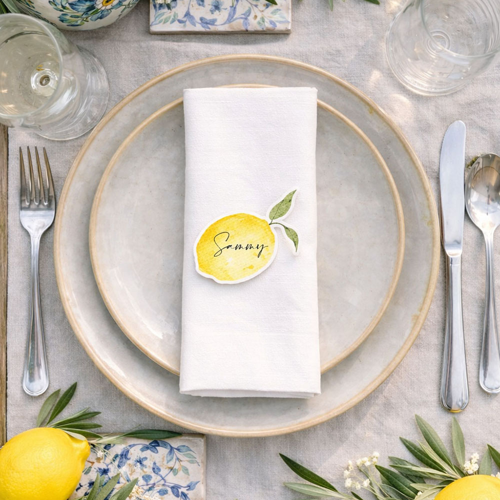 'Sicilian Lemon' Shaped Place Cards