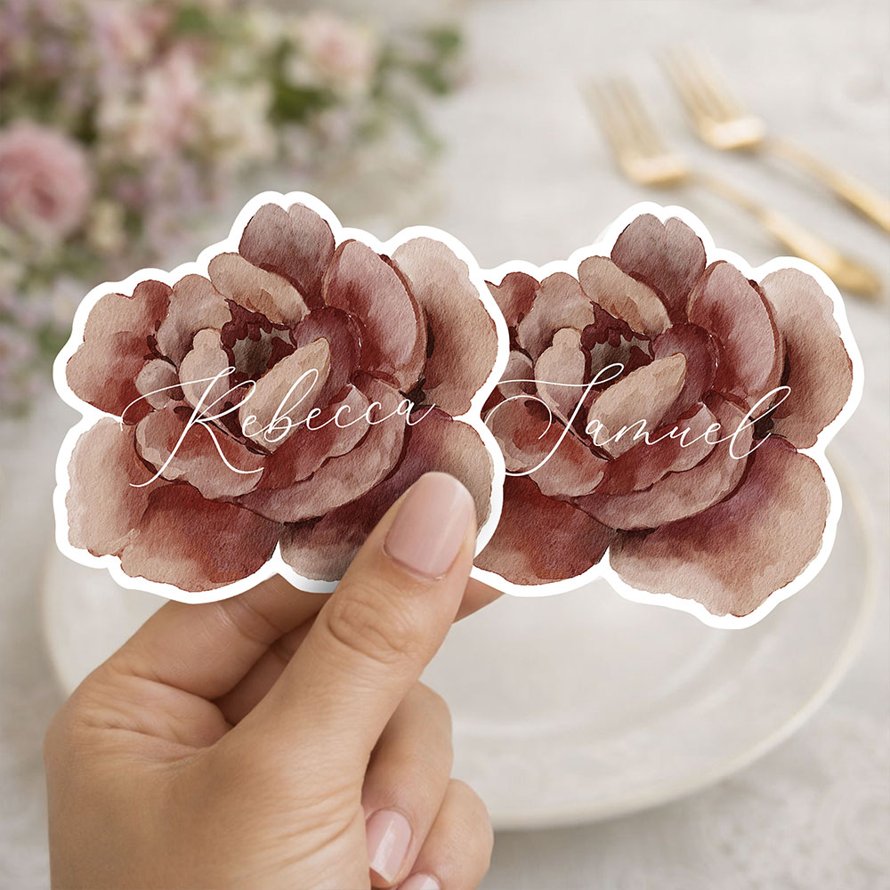 'Red Rose' Shaped Place Cards