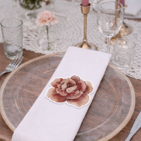 'Red Rose' Shaped Place Cards