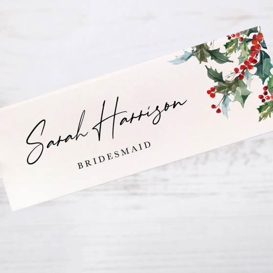 'Christmas Holly' Place Cards