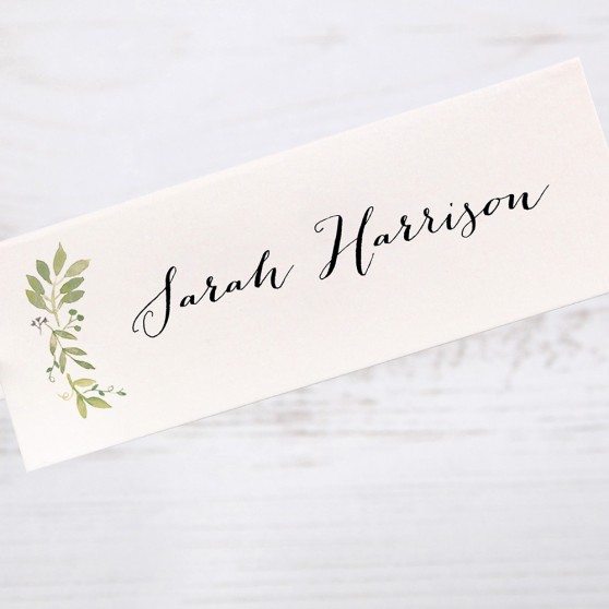 'Green Floral Watercolour (L)' Place Card Sample
