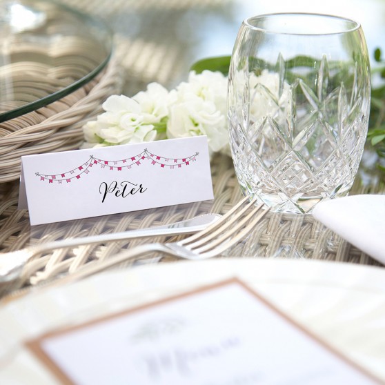'Pink Flag Bunting' Place Cards