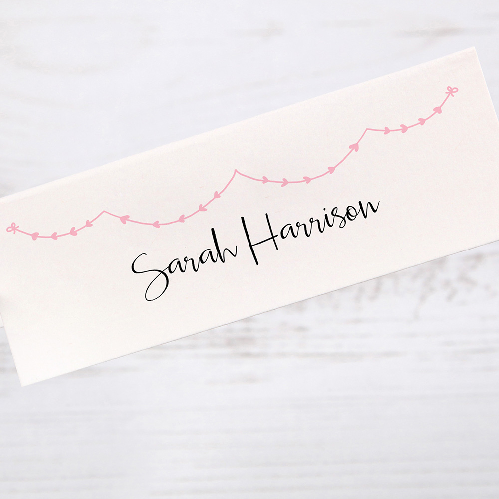 'Pink Heart Bunting' Place Card Sample