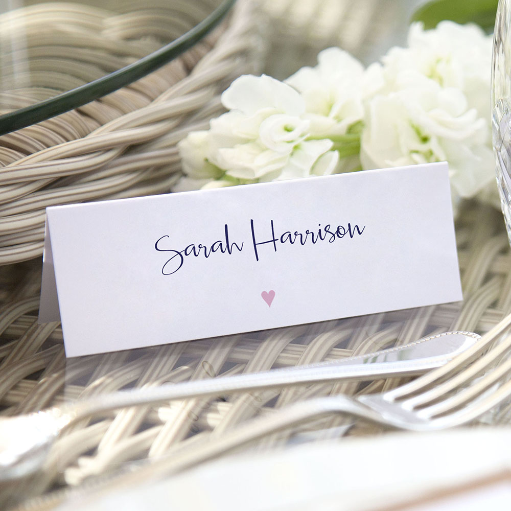 'Pink Heart' Place Card Sample