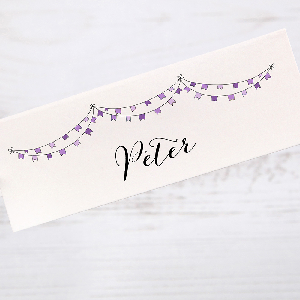 'Purple Flag Bunting' Place Cards