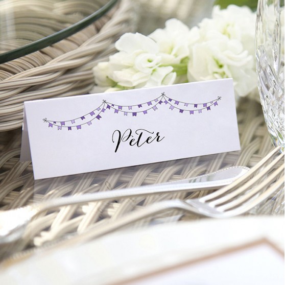'Purple Flag Bunting' Place Card Sample