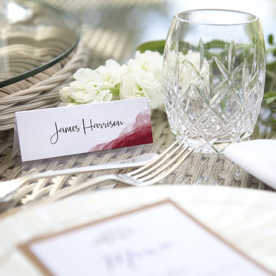 'Red Watercolour Splash' Place Card Sample
