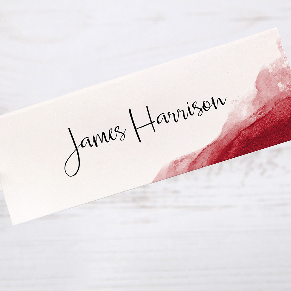 'Red Watercolour Splash' Place Card Sample