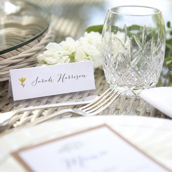 'Yellow Floral Watercolour' Place Cards