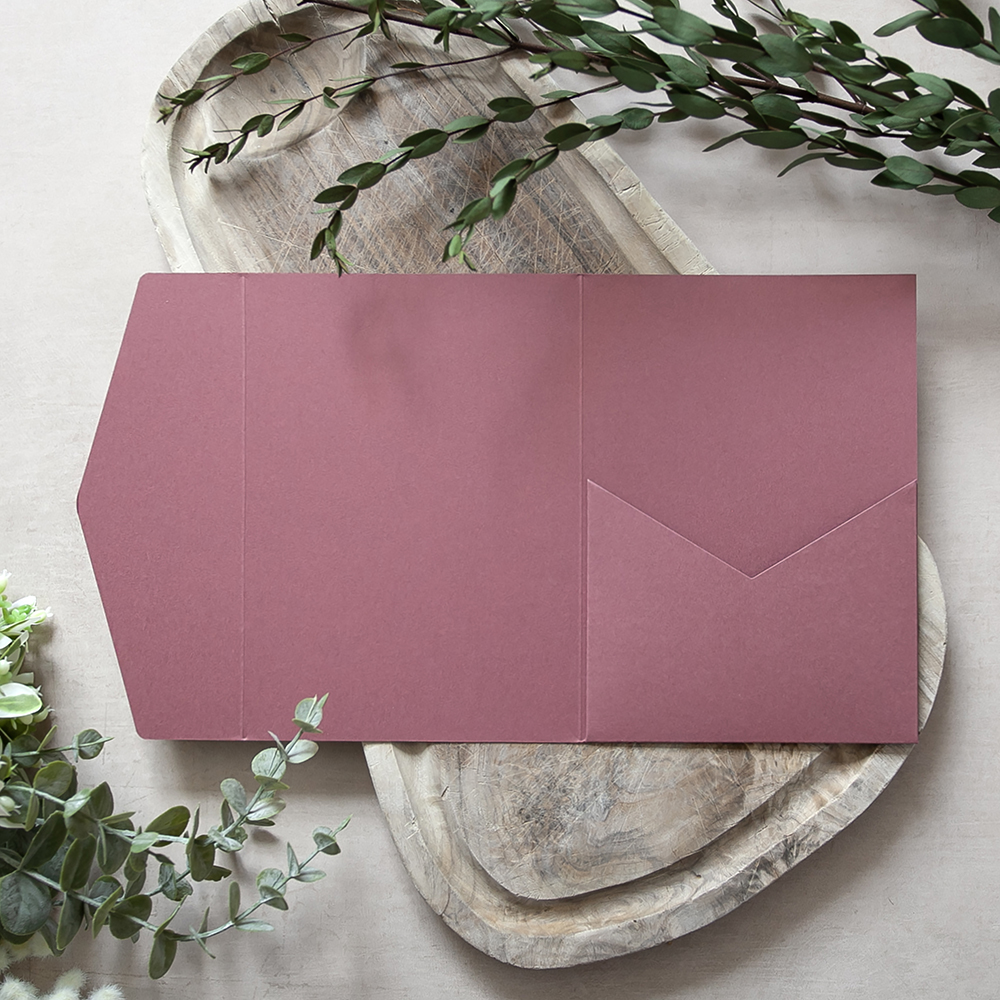DIY 5x7" Antique Rose Pocketfold Envelopes