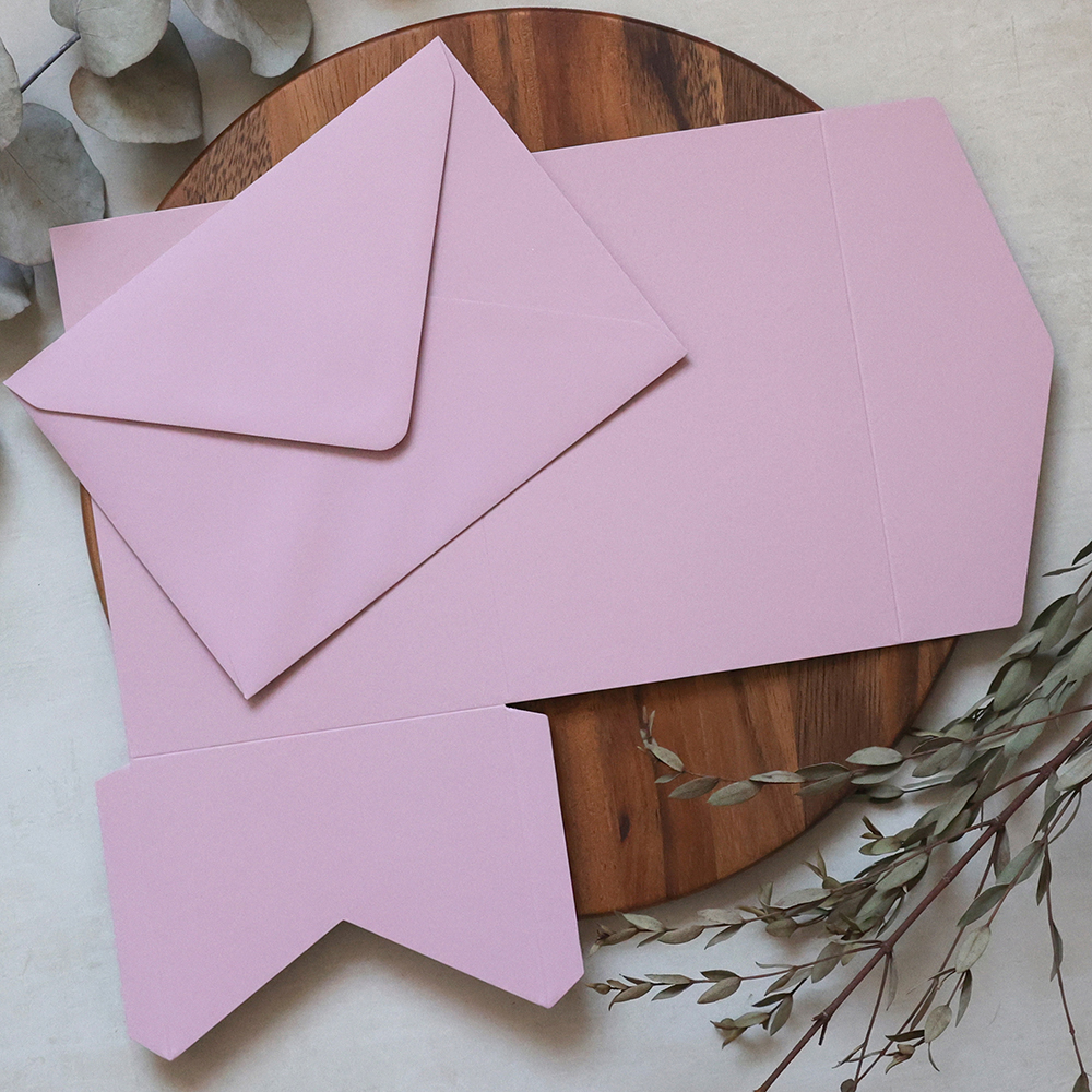 DIY 5x7" & A5 Dusky Pink Pocketfold Envelopes