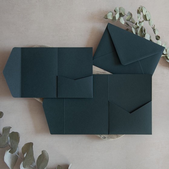 DIY 5x7" & A5 Forest Green Pocketfold Envelopes