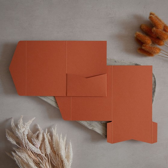 DIY 5x7" Rust Orange Pocketfold Envelopes