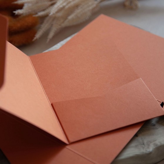 DIY 5x7" Rust Orange Pocketfold Envelopes