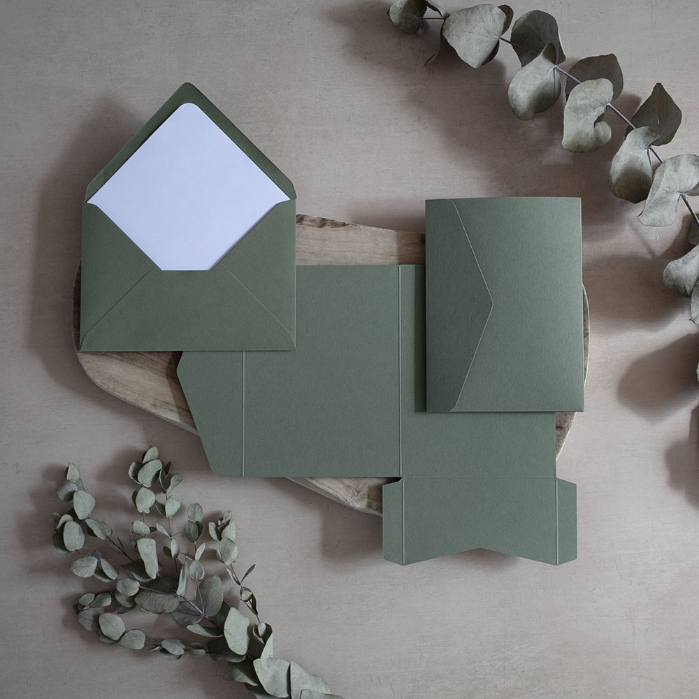 Mini A6 DIY Sage Green Pocketfold Envelopes