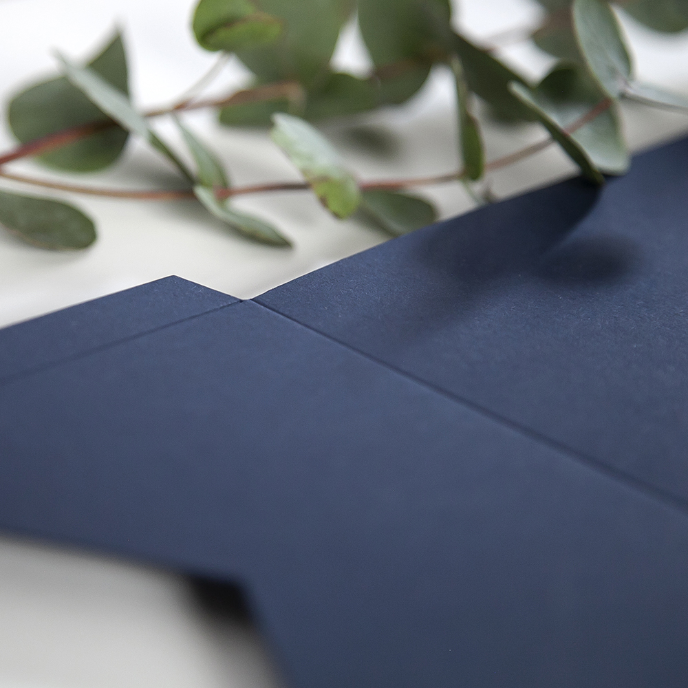'Blue Floral Watercolour' Pocketfold Wedding Invitation Sample