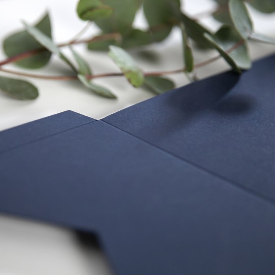 DIY Navy Blue Pocketfold Envelopes