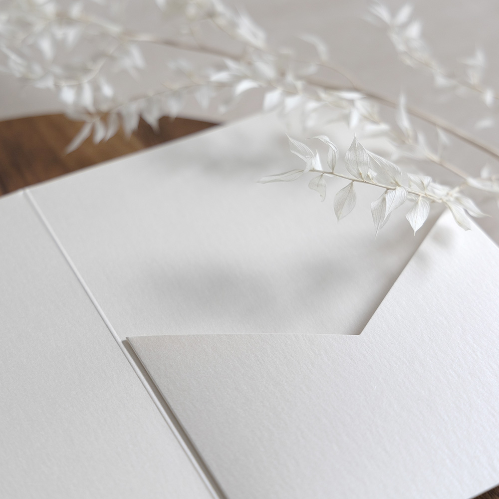 Foil Pressed DIY Ivory Pearlescent Pocketfold Envelopes Letterpress Style