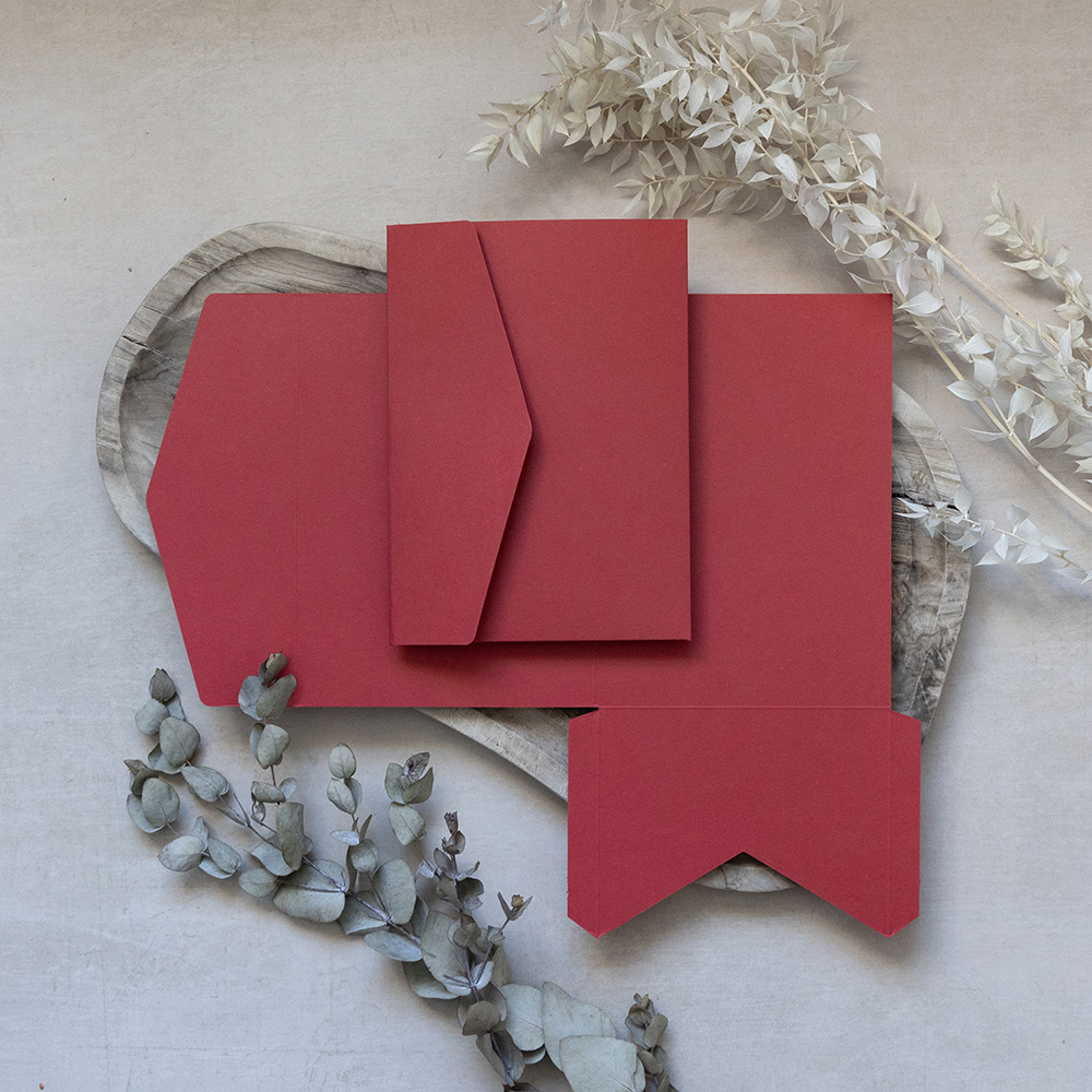 DIY 5x7" & A5 Red Pocketfold Envelopes