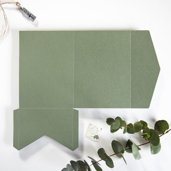 DIY Sage Green Pocketfold Envelopes