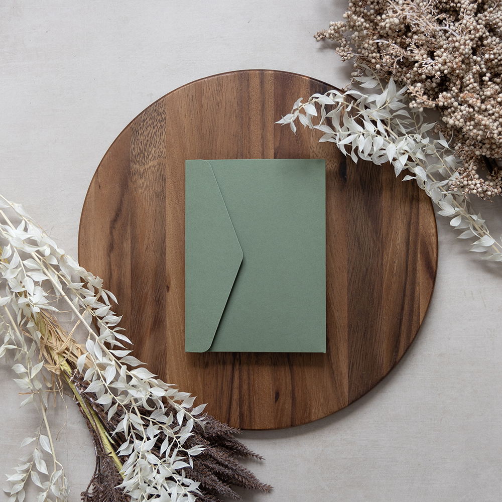 DIY 5x7" & A5 Sage Green Pocketfold Envelopes