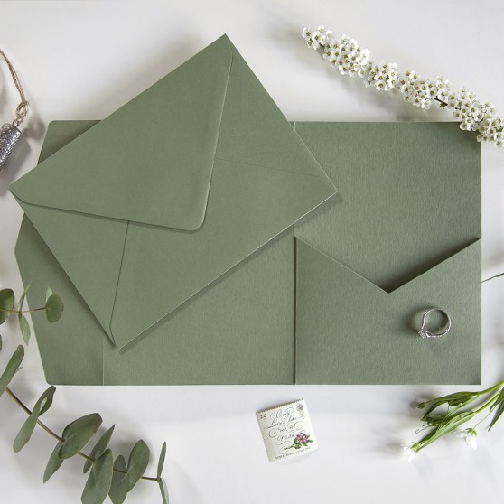 DIY 5x7" Sage Green Pocketfold Envelopes